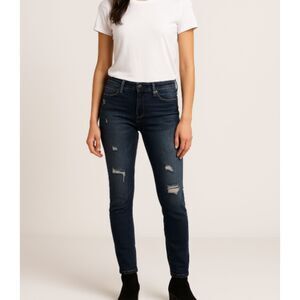 Levi’s 711 Mid Rise Skinny Jeans Women’s Size 25 Distressed Dark Stretch Denim